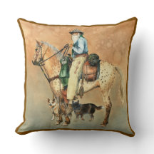 Cowboy och Appaloosa Horse med Dogies