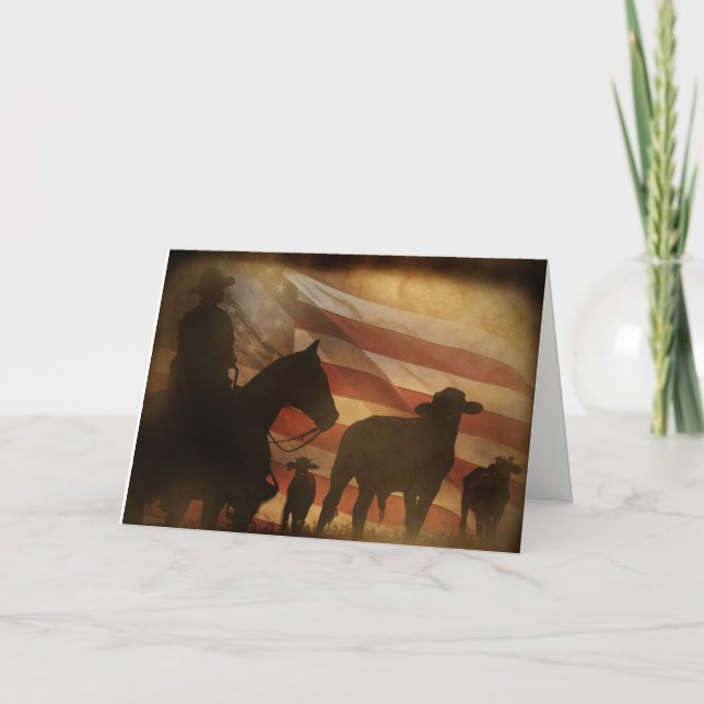 Cowboy och Cattle Rustic Land Western Blank Kort (Framsida)