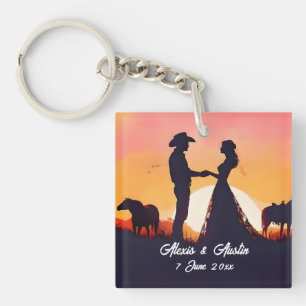 Cowboy och Cowgirl Bröllop i Silhouette