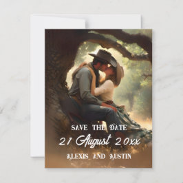 Cowboy och Cowgirl Kissing Save Date Inbjudningar