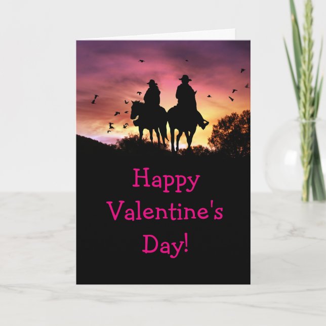Cowboy och Cowgirl Valentine Day Card Customize Helgkort (Framsida)