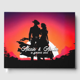 Cowboy och Cowgirl vid Sundown Bröllop Gästböcker