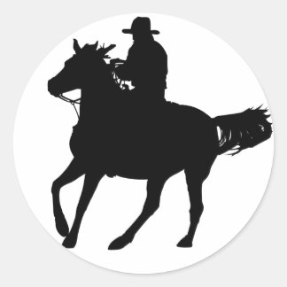 Cowboy och hans häst runt klistermärke