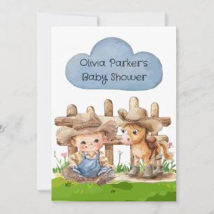 Cowboy och hans horse Boy Shower Inbjudningar