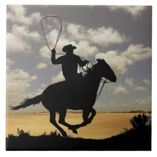 COWBOY OCH HÄST KAKELPLATTA