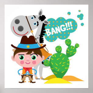 Cowboy och häst poster