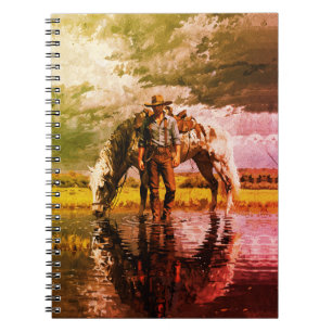 Cowboy och häst reflektion väggkonst – Western Anteckningsbok