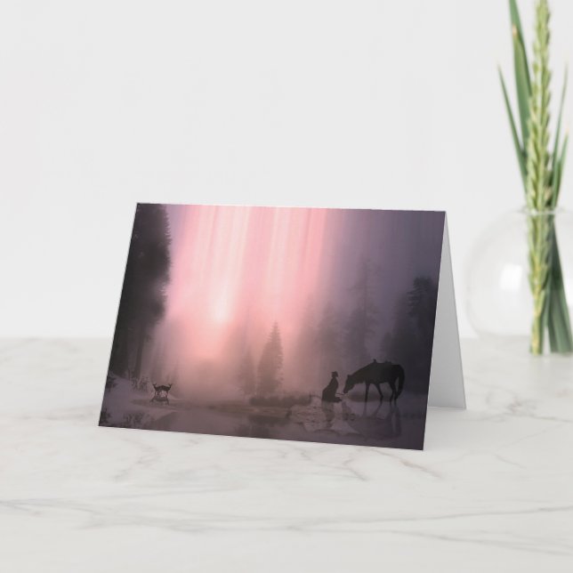 Cowboy och Horse Anpassade-julkort Helgkort (Framsida)