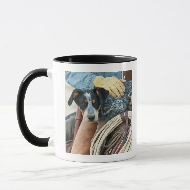 Cowboy och hund på häst mugg (Vänster)