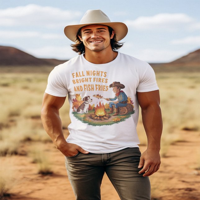 Cowboy och ko-hund som kokar höstfisk t shirt (Skapare uppladdad)