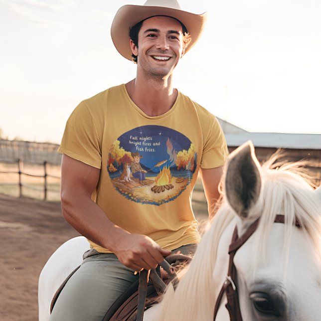 Cowboy och ko-hund som kokar höstfisk t shirt (Skapare uppladdad)