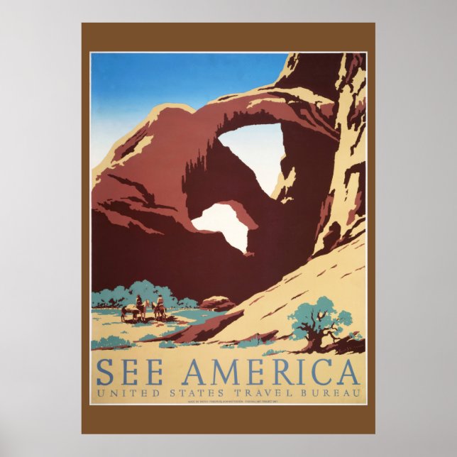 Cowboy Öken Vintage Western Hästar  Poster (Framsidan)