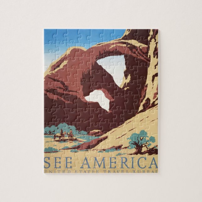 Cowboy Öken Vintage Western Hästar  Pussel (Vertikal)