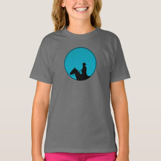 Cowboy on Horseback Silhouette - Turquoise  T Shirt