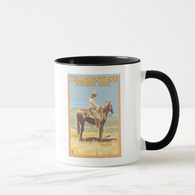 Cowboy on Horseback - Yellowstone National Mugg (Höger)