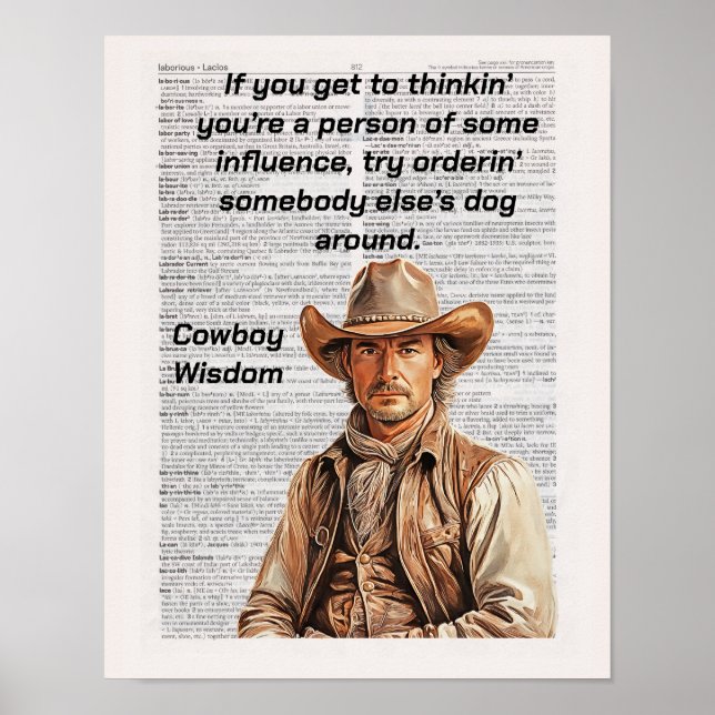 Cowboy Ord, Wisdom, om du tänka... Poster (Framsidan)