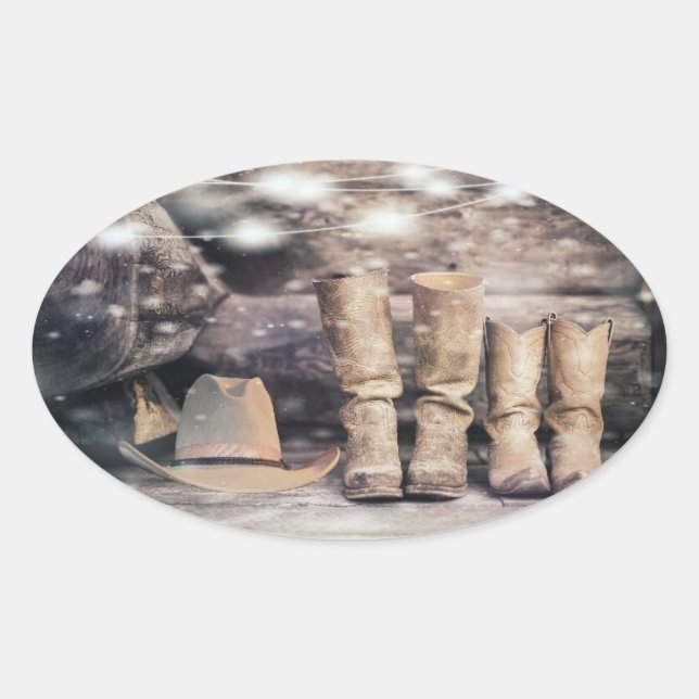 Cowboy Ovalt Klistermärke (Framsida)