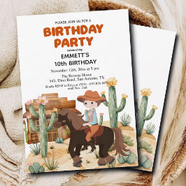 Cowboy på 10:e Födelsedagsfesten på häst Inbjudningar