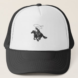 Cowboy på bojkottar som springer med lasso keps