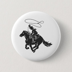 Cowboy på bojkottar som springer med lasso knapp