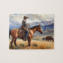 Cowboy på Buckskin Horse