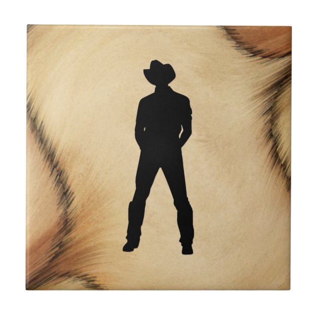 Cowboy på Cowhide Kakelplatta (Framsidan)