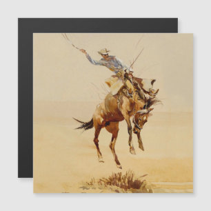 Cowboy på en bockande häst #2 av Edward Borein Magnetisk Inbjudningskort