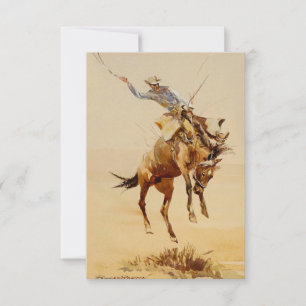Cowboy på en bockande häst #2 av Edward Borein Tack Kort