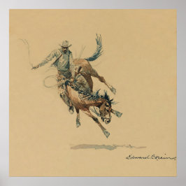 Cowboy på en bockande häst #3 av Edward Borein Poster