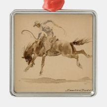 Cowboy på en bockande häst av Edward Borein