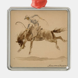 Cowboy på en bockande häst av Edward Borein Julgransprydnad Metall