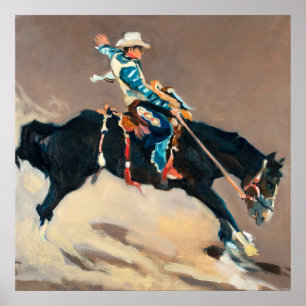 Cowboy på en Bucking Bronco på Rodeo Poster