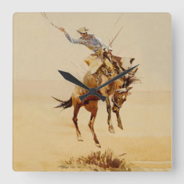 Cowboy på en Bucking Horse #2 av Edward Borein Fyrkantig Klocka