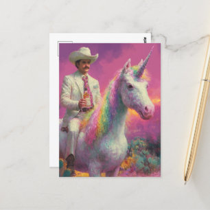 Cowboy på en Unicorn i öknen Vykort