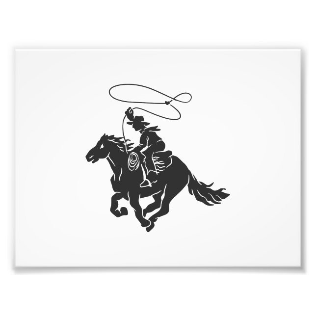 Cowboy på hakhäst med lasso fototryck (Framsidan)