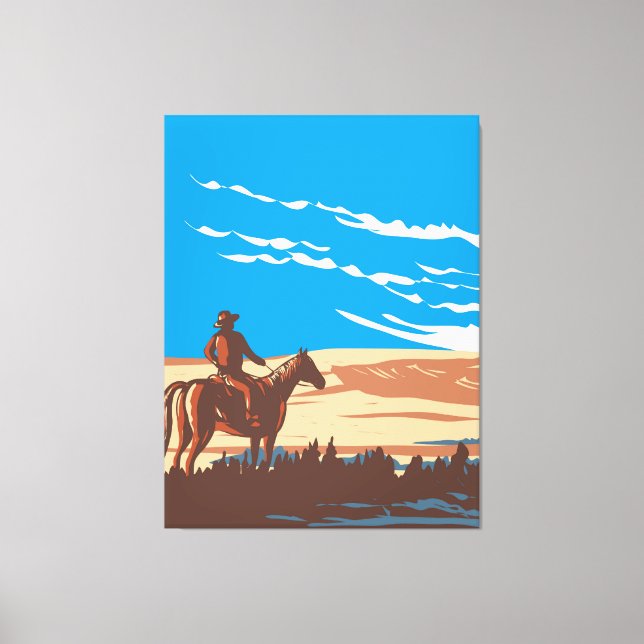 Cowboy på häst canvastryck (Framsida)