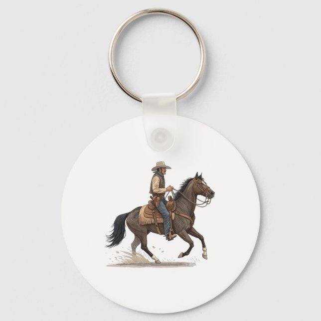 Cowboy På Häst Nyckelring (Framsida)