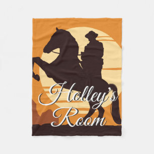 Cowboy på häst vid solnedgång Personlig Fleecefilt