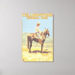 Cowboy på hästrygg - Yellowstone medborgare Canvastryck