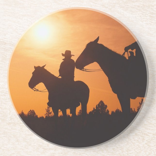 cowboy på hästryggen Sandstone Coaster Underlägg (Framsidan)