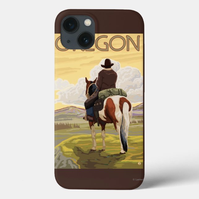 Cowboy på hästryggvintage resoraffischen (Baksida)