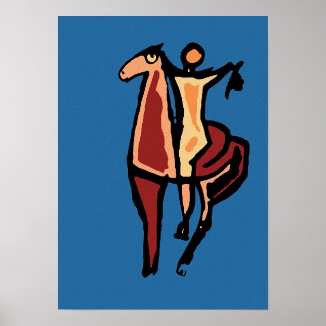 Cowboy på Horse Abstrakt 2 Poster (Framsidan)