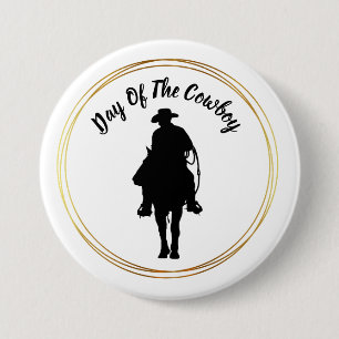 Cowboy på Horse Silhouette Button Knapp