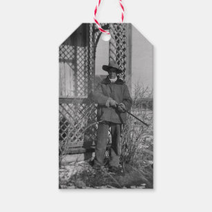Cowboy på kanadensisk gård från vilda västern presentetikett