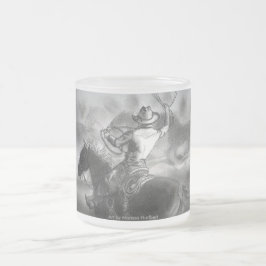 Cowboy på muggen för kopp för kaffe för frost för