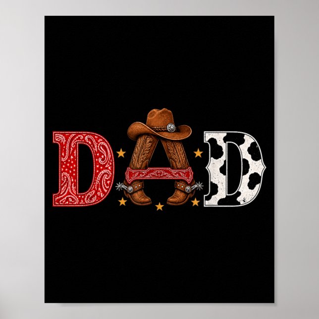 Cowboy Pappa Western Tematiserad Rodeo Barnkalas Poster (Framsidan)