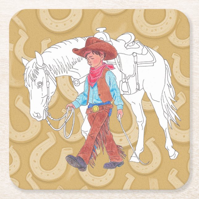 Cowboy Papper Underlägg Kvadrat (Framsidan)