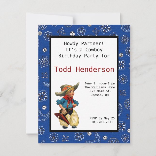 Cowboy Party-inbjudan Inbjudningar (Framsida)