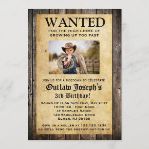 Cowboy Party-inbjudan ÖNSKAD INBJUDAN