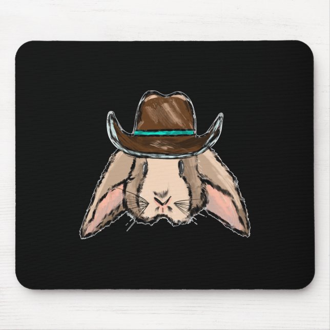 Cowboy Påskhare Cowboy Hat Western Punchy Musmatta (Framsidan)